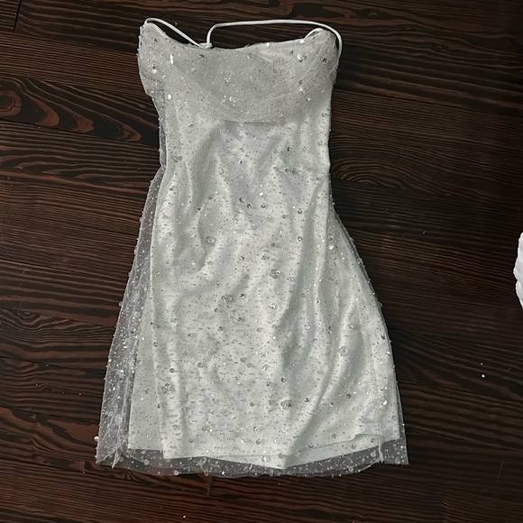 Lucy in the sky white glitter mesh mini dress - Picture 4 of 5